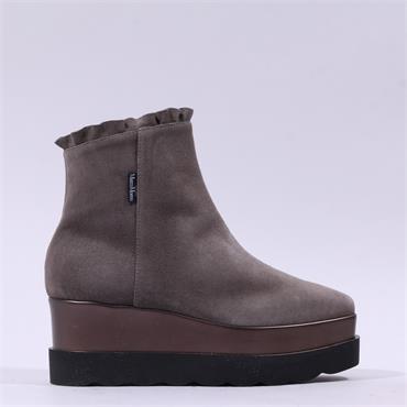 Marco Moreo Vienna Frill Cuff Wedge Boot - Grey Suede